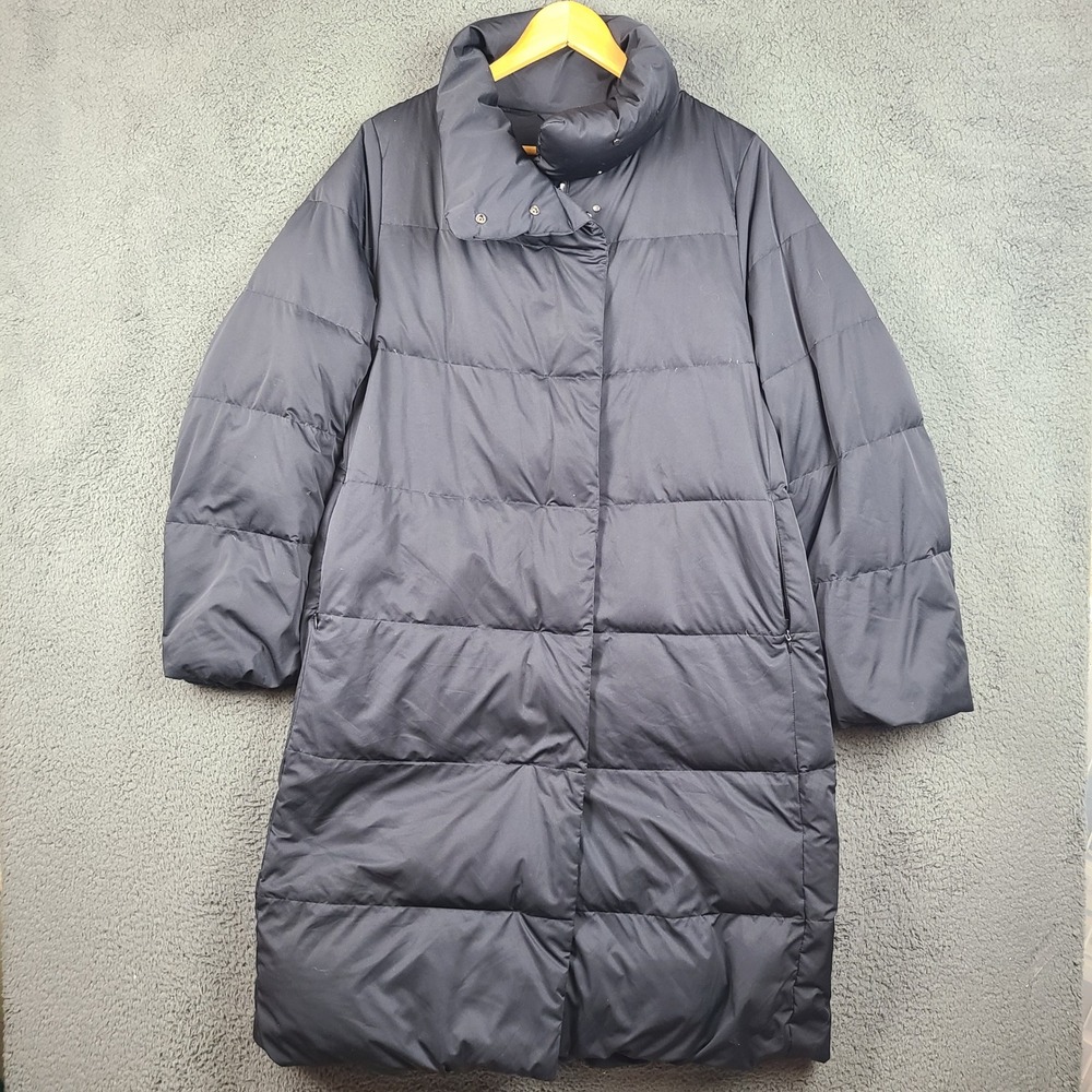 Uniqlo Powder Feel Down Long Coat Black Puffer Jacket 211-450493 Womens Large